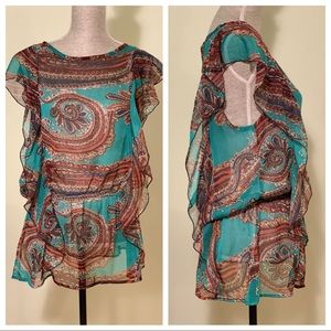 Sheer Turquoise Short-Sleeved Tunic - Very Summery